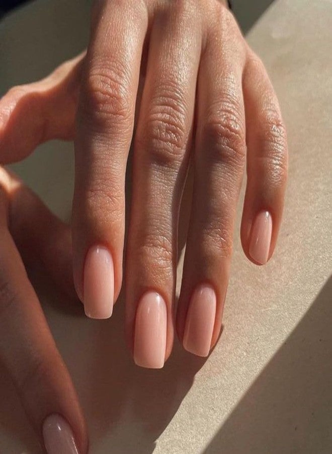 XCREANDO Nude Pink Press on Nails Short Square, Fake Nails Glue on Short Square Nails Press ons, Soft Gel Glue on Nails Stick on Nails for Women Thick Reusable Solid Color Acrylic Nails 24pcs - Image 3
